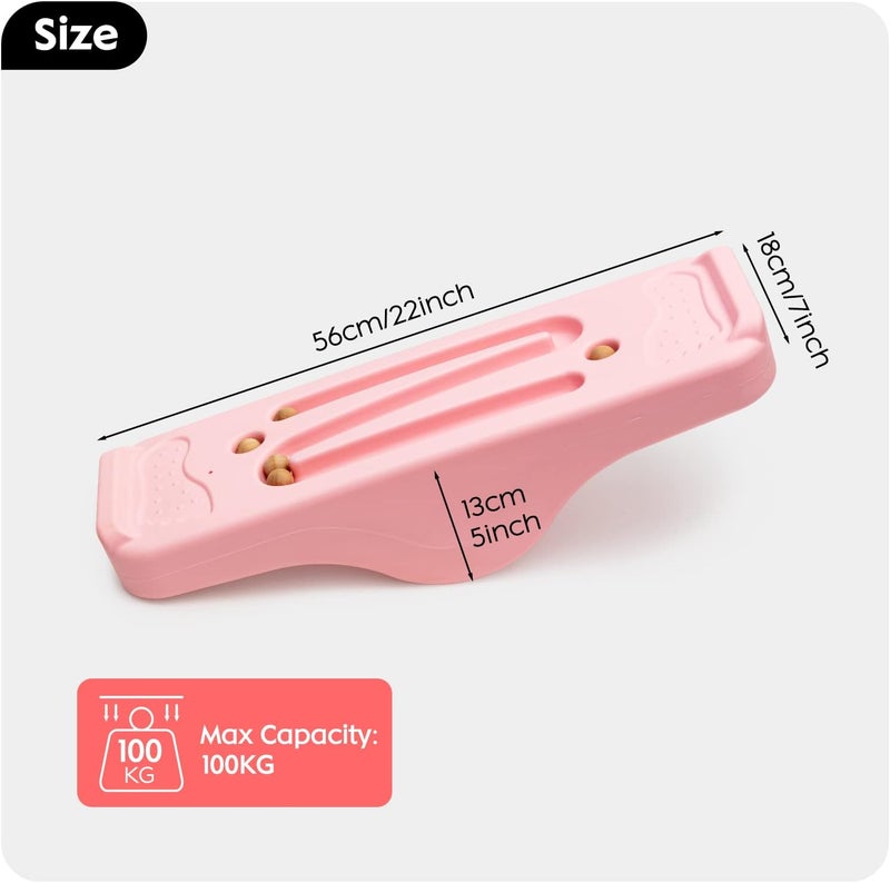 Joonly Kids Rocking Seesaw Balance Board with 5 Wooden Balls Sensory Training Rocking Board Balance Training Equipment Children Indoor Outdoor Activity Toy (Pink) - Image 1